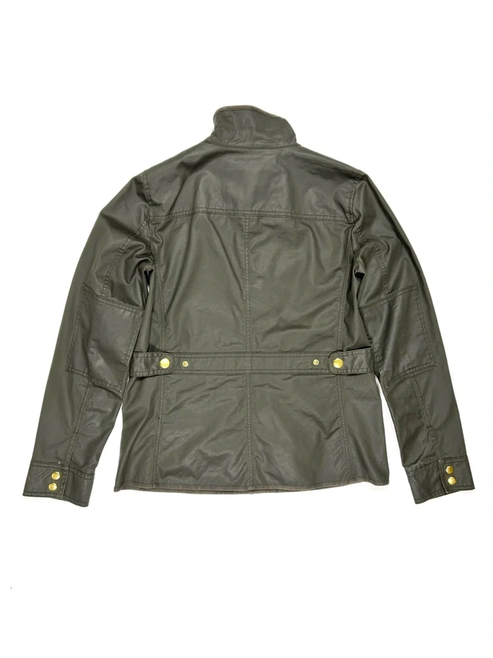 J Crew Downtown Field Jacket Women’s Small Waxed Cotton Army Green Military Snap